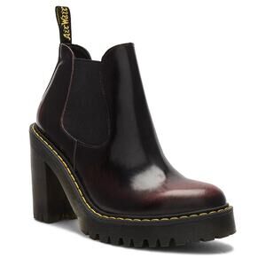 Dr. Martens Hurston Heeled Chelsea Boots in RARE Cherry Red Arcadia Worn Once!